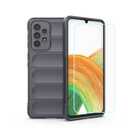 JDYGWK Case for Samsung A33 5G Galaxy A33 5G with Tempered Glass Film, Soft Silicone, FlockingLined Interior, Air Cushion 360° Shockproof, Protective Phone Cover for Samsung Galaxy A33 5G, Grey