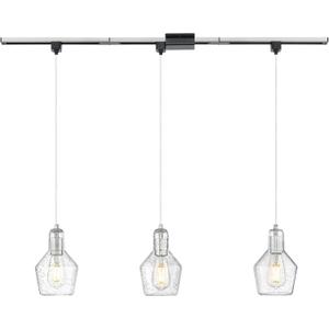Emliviar H-Type Track Pendant Lighting in Brushed Nickel Finish, 3 Lights Modern Hanging Light with Seeded Glass Shade, Kitchen Chandelier with 39.4 inches of Wire, DYE286TP-3 BN