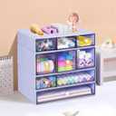 Desk Storage Organizer with 9 Drawers, 4 Tiers Stackable Desktop Craft Storage Drawers, Clear Storage Box Caddy for Stationary Makeup Jewelry Office Craft Supplies (Purple)