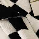 Ultra Soft Cozy Buffalo Checkerboard Grid Fluffy Microfiber Knitted Throw Blanket Lightweight Checkered Bed Blanket for Sofa Couch Bed Black 51"X63"