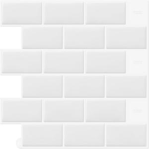 DEWOO 20-Sheet White Peel and Stick Subway Tile Backsplash Self Adhesive Brick Stickers for Kitchen Bathroom Wall (12"x12")
