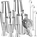 Mwellewm Cocktail Shaker Boston Shaker Set 15 Pcs Professional Bartender Kit Bar Shaker Stainless Steel Drink Shaker Bartending Martini Shaker Tin Mixed Alcohol Shaker Tool for Beginner(Silver)