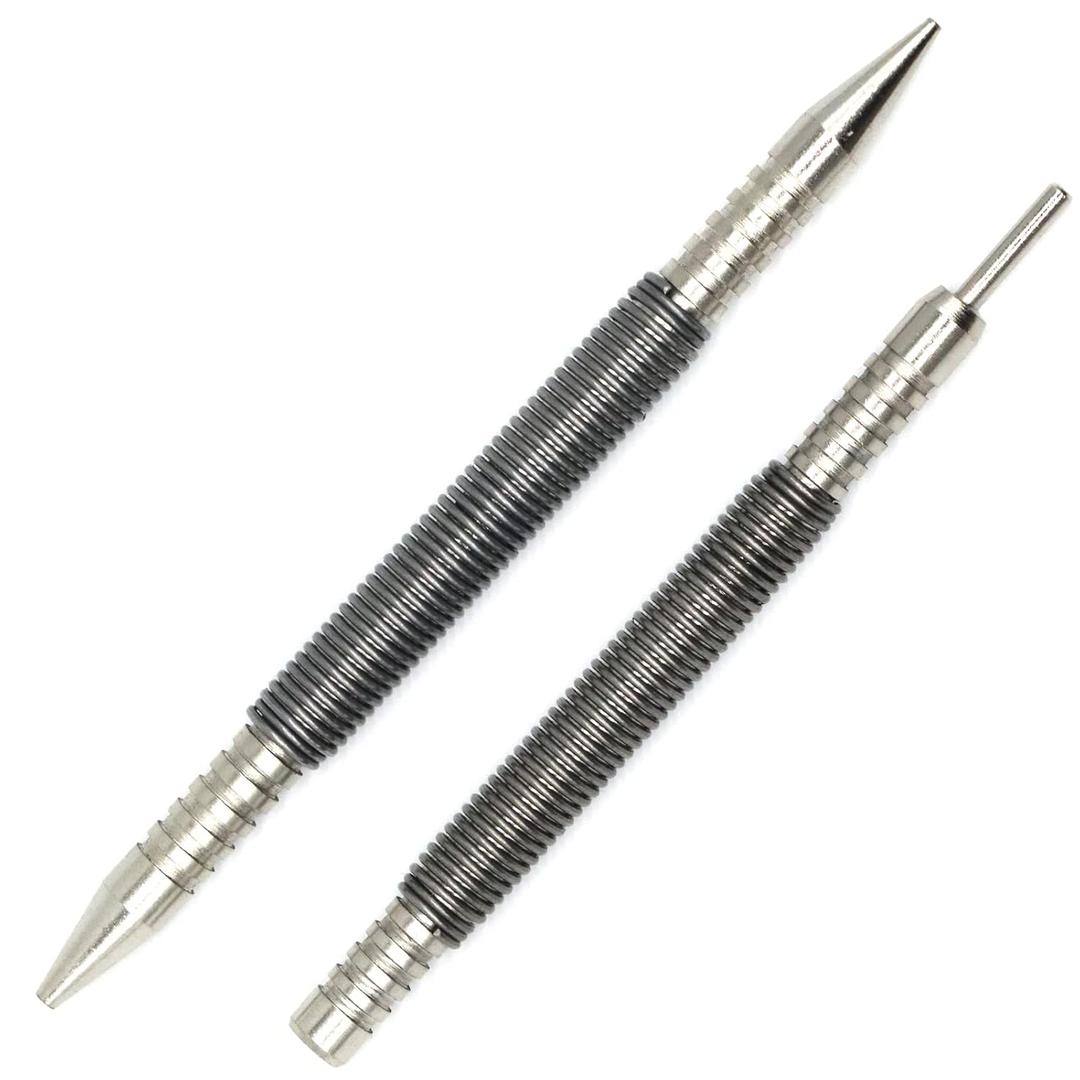 2-Piece Dual Head Nail Setter and Hinge Pin Punch Set, Hammerless 1/32& 1/16Spring Nail Set, 5000 PSI Striking Force Door Pin Removal Tool