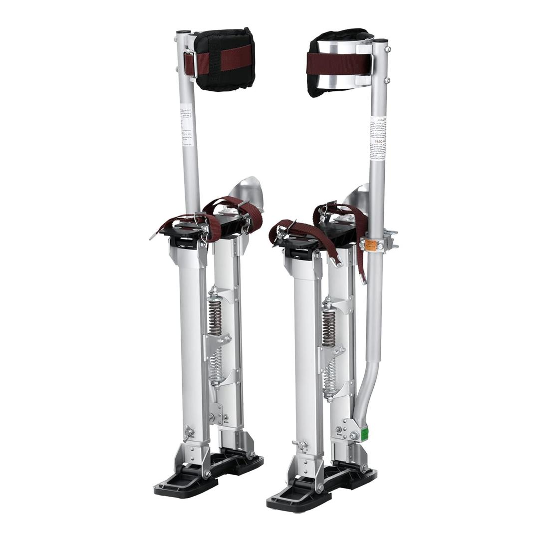VEVOR Drywall Stilts, 18''-30'' Adjustable Aluminum Tool Stilts with Protective Knee Pads, Durable and Non-Slip Work Stilts for Sheetrock Painting, Walking, Taping, Silver