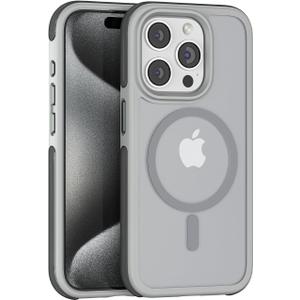 PULOKA for iPhone 15 Pro Max, Heavy Duty Shockproof Protection,Compatible with MagSafe Accessories,Drop Proof 15 Pro Max Cover(Gray)