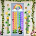 Ceiba Tree St. Patrick's Day Bulletin Board Decoration Classroom Door Banner Decorations Set Shamrock Clover Cutouts with Paper Streamers for Home School Office Front Porch