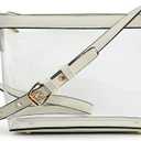 HOXIS Clear Zipper Cross Body Bag with Vegan Leather Trim (Ivory)