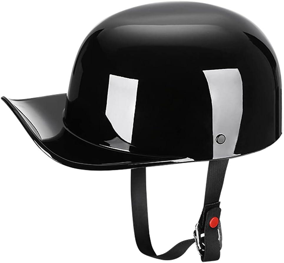 Baseball Style Cap Motorcycle Helmet Unisex-Adult - DOT Approved (Light Black)