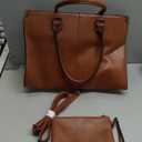 LOVEVOOK Laptop Tote Bag for Women, 15.6 Inch Large Capacity Vintage Leather Work Computer Bag, Business Casual Shoulder Handbag, Dark Brown