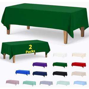 ABCCANOPY 2 Pack Rectangle Polyester Tablecloth 70 x 120 Inch Indoor Outdoor Stain-Resistant Washable Heavy-Duty Fabric Table Cover Elegant Home Decor Forest Green