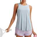 RUNNING GIRL Racerback Running Yoga Athletic Tank Tops for Women, Sleeveless Workout Tank Tops Woman Tennis Shirts (Gray, S)