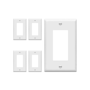Decorator Light Switch or Receptacle Outlet Wall Plate, Size 1-Gang 4.50 Inches x 2.76 Inches, Unbreakable Polycarbonate Thermoplastic, 8831-W- 4 pcs