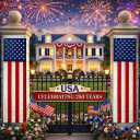 2Pack 65Inch Patriotic American Flags Door Bunting Banner Memorial Day Decoration Hanging Outside Porch Bunting Red White Blue Banner Outdoor Dcor 4th of July USA Decor Pulldown for Veterans Labor Presidents Flag Election Day