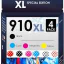 Compatible Ink Replacement for 910XL Cartridges. Works with HP OfficeJet Pro 8035e 8025e 8025 Inkjet Printer. 4 Pack Black, Cyan, Magenta, Yellow