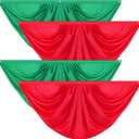 Peryiter 4 Pcs Red Green Pure Pleated Fan Flag Bunting 3 x 6 ft Red Green Bunting Half Fan Hanging Banner with 3 Grommet for Summer Indoor Outdoor Holiday Yard Xmas Mother's Day Wedding Decoration