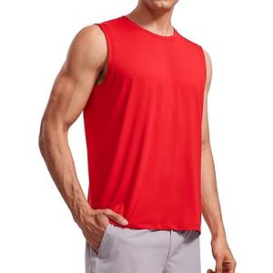 CRZ YOGA Men's Workout Sleeveless Shirt Quick Dry Stretchy Swim T-Shirts Athletic Gym Running Beach Tank Top (X-Large, Black)