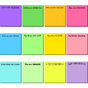 Zonon 24 Pieces Cool for School Sticky Notes 3 x 3 Inch Back to Classroom Theme Motivational Notepads Fun Positive Gifts for Teacher Nurse Coworkers Work Studying Supplies (Bright Style)