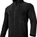 FREE SOLDIER Men's Tactical Long Sleeve Fleece Coat Weatherproof Full Zip Up Lightweight Fleece Jacket Sweatshirt (Large, Black)