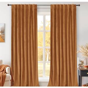 BGment Olive Green Velvet Curtains 84 Inch Length, Thermal Insulated Blackout Curtains Room Darkening Drapes with Back Tab and Rod Pocket for Living Room/French Door, Set of 2 Panels, 52 x 84 Inch