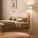 SIBRILLE Floor Lamp with Linen Shade, Dimmable Tall Standing Lamp with Remote Control & 3 Color Temperatures, Modern Corner Floor Lamps for Living Room Bedroom Office, 9W LED Bulb Included