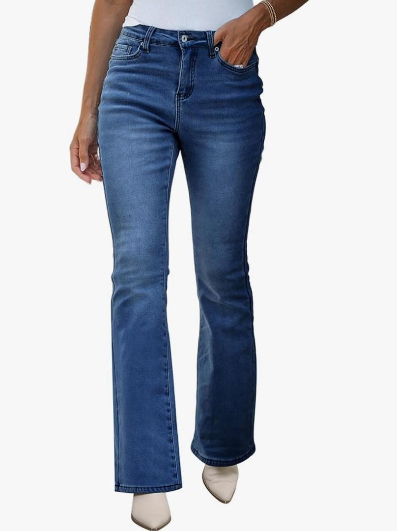 Bootcut Jeans for Women High Waist Stretchy Fleece Lined Pants Flare Jeans Denim Thermal Pants Winter Clothes Size 14