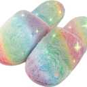 Kids Slippers Luminous Night Lights Warm Plush for Boys Girls House Indoor Shoes (12-13 Little Kid, Green)