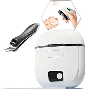 Electric Nail Clipper, 2026 Improved Nail Clippers Set, Includes an Automatic 2-in-1 Nail Clippers (with LED Light & Storage Box), an Oblique Nail Clippers, Ideal for All Your Nail Care Needs - White