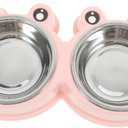 Stainless Steel Elevated Pet Feeding Station Non-Slip Double Dish Bowls for Small Dogs and Kittens Easy to Clean and Travel-Friendly Design for Pet Owners, Pink 
