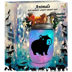 2Pepers DIY Animals Lantern Night Light Arts and Crafts for Kids Ages 3-12, Best Animal Gift for Boys & Girls, Make Your Own Birthday Present Toy Project