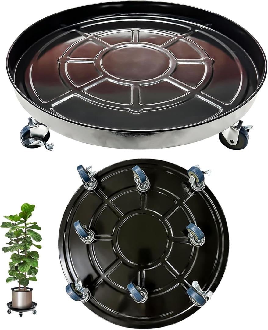 Heavy Duty Plant Caddy with Solid Rubber Wheels, Lockable, Increased Load Capacity, One-Minute Installation, Suitable for Indoor, Outdoor, Patio, Garden Settings, 20 Inches 1PACK, Black