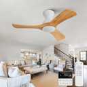 Flush Mount Ceiling Fans with Lights,36 inch,Remote Control,Wall Switch,Solid Wood Blades,Dimmable,Reversible Noiseless,Power Off Memory Modern Ceiling Fan for Bedroom Patio Indoor/Outdoor