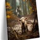 Religious wall decor for prayer room Christian wall art for Christmas decorations indoor Jesus and Lamb canvas wall prints Jesus Running After Lost Lamb Picture for home decor Baptism gifts for boys-girl serenity prayer wall art A-333