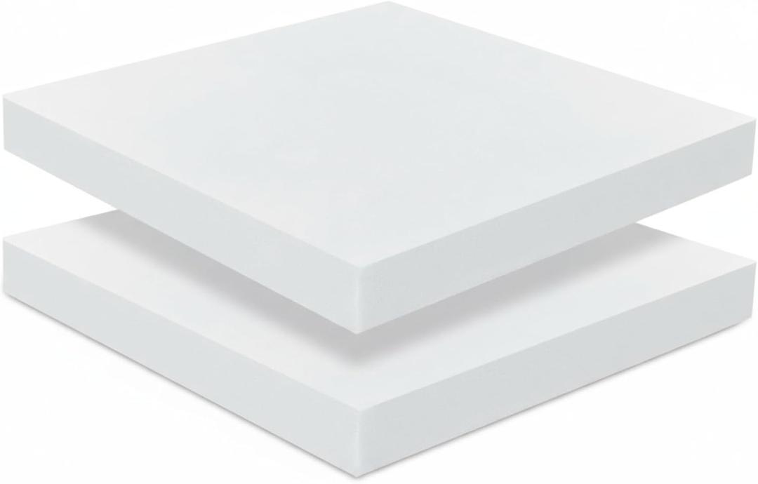 Frienda 2 Pack 2" x 20" x 20"Upholstery High Density Foam Cushion Replacement Square Cut to Size Foam Couch for Chair Couches Padding Shipping Packing DIY Cosplay Projects(White)