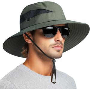 PFFY Sun Hats for Men Women Wide Brim Bucket Hat UPF 50+ Outdoor Beach Hiking Fishing Hat