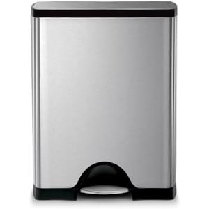 simplehuman 50 Liter / 13.0 Gallon Rectangular Kitchen Step Trash Can, Brushed Stainless Steel(danted a little and have some scratches)