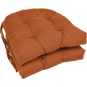 Blazing Needles Solid Twill U-Shaped Tufted Chair Cushions (Set of 2), 16", Spice