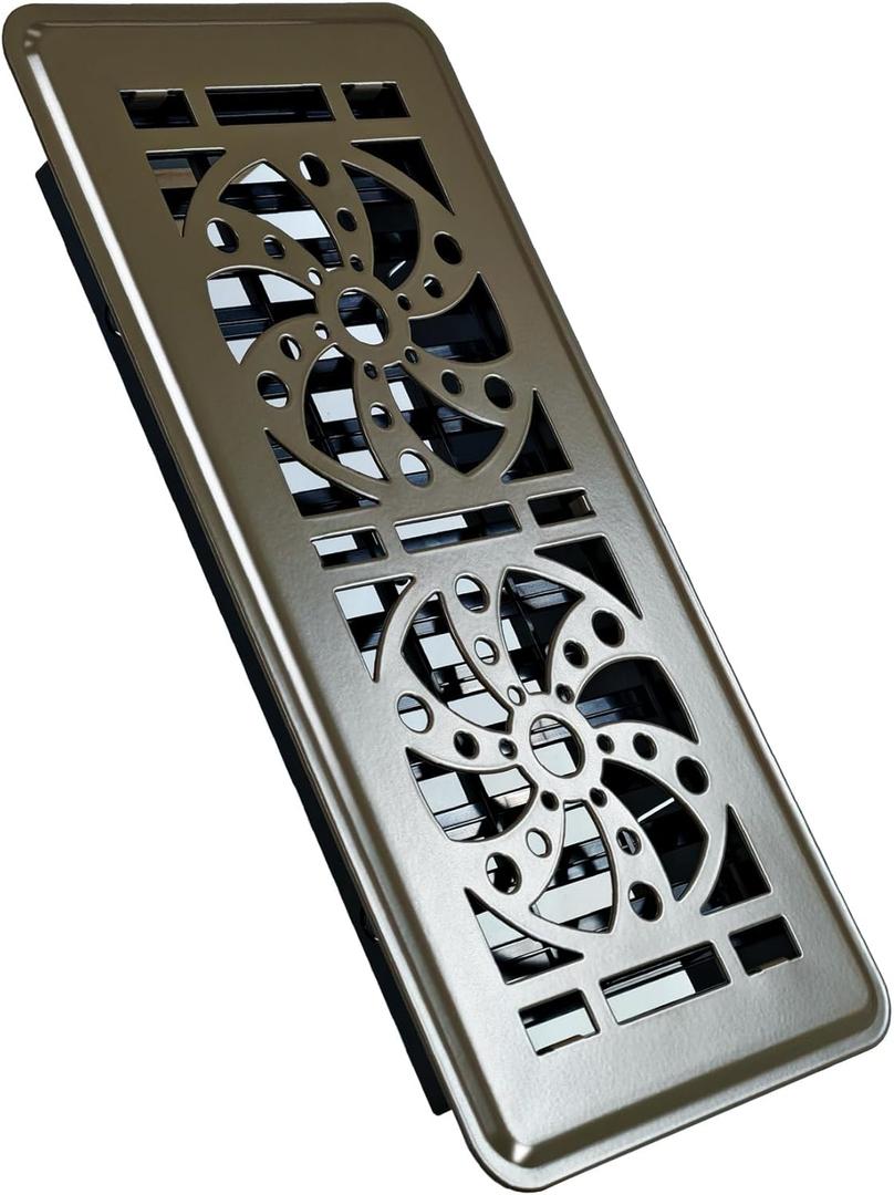 Floor Vent Cover, 4 x 10, Fan Shape Panel Floor Vent Cover, Decorative Vent Covers for Home Floor, Heavy Duty Steel Air Vent Covers to Walk on(Brown, 1 Pack)