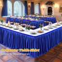 Wish Care 9ft Long Royal Blue Table Skirt for Rectangle Tables Decorations - Wrinkle Resistant Polyester Pleated Table Skirting Desk Skirts for Office Baby Shower Birthday Party Wedding Banquet