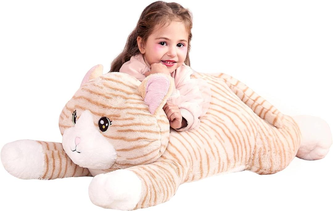 IKASA Large Cat Stuffed Animal Plush Toy, Giant Kitten Cute Jumbo Soft Toys, Huge Big Size Plushy Gigantic Plushie, Gifts for Kid Girl (30 inches, Orange)