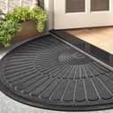 tchdio Door Mat Outdoor Indoor Entrance Doormat-Semicircular Durable Rubber Non Slip Front Door Mat for Outside Inside Entry Entryway Dirt Trapper WelcomeMat for Muddy Paws and Shoes-Grey 24x47