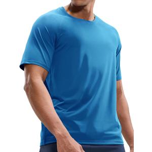 MIER Men's Dry Fit Workout T-Shirts Athletic Running Tee Short Sleeve Crew Neck Gym Tops, Polyester, Moisture Wicking (Blue, M)