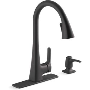 KOHLER R26281-SD-BL Maxton Touchless Pull-Down Kitchen Faucet with soap/Lotion Dispenser, Matte Black