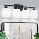 4-Light Black Bathroom Vanity Light, Bathroom Light Fixtures with Clear Glass Shades, Black Vanity Light for Bathroom Mirror, Bedroom, Living Room, Vanity Table, E26 Base
