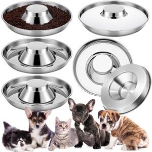 Zopeal 6 Pcs Stainless Steel Puppy Bowls 13.4'' Puppy Feeder Dog Water Food Feeding Bowl for Multiple Weaning Small Dogs Cats, Pet Eating at The Same Time, Cylinder Style