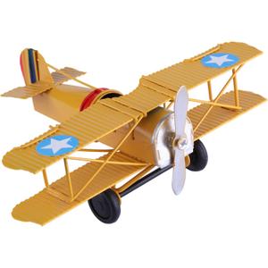 Berry President Vintage Retro Wrought Metal Iron Biplane Plane Aircraft Handicraft Models - Photo Props Home Decor/Ornament/Souvenir (Yellow)