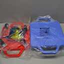 2 Plastic Scooter Boards with Handles for Kids Sitting and Sports Training, with 1 Ring, 2 Ropes and 4 Beanbags, Indoor and Outdoor Play (Red & Blue)