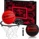 AND1 Over the Door Mini Basketball Hoop: 18x12 Shatterproof Backboard, 2 Mini Basketballs, and Hand Pump Included- Ultimate Indoor Basketball Accessory for Kids and Adults, No Tools Required