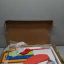 Deluxe Wooden Puppet Theater with Curtains, Blackboard and Clock, Double-Sided Play Store 3-8Y & Kid Puppet Show Theater with 2 Hand Puppets and 4 Finger Puppets for Toddlers 3+