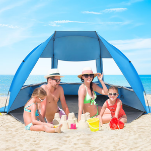 Gorich UPF 50+ Beach Tent, Windproof Sun Shelter for 3-6 People, Easy Setup & Foldable with 5 Sandbags, Spacious Portable Sunshade
