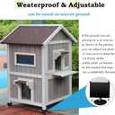 Rockever Outdoor Cat House, Large Outdoor Houses for Feral Cats Wooden Outside Cat Shelter Weatherproof with Escape Door